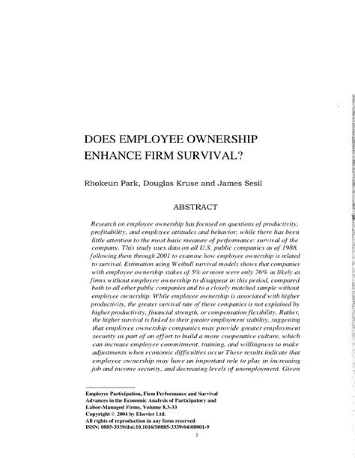 Does Employee Ownership enhance firm survival?