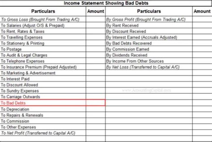 How are bad debts shown on the financial statements?