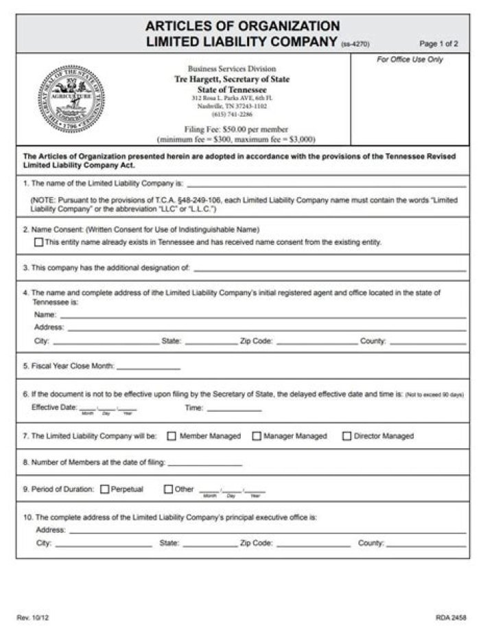 How do you form a corporation in Tennessee?