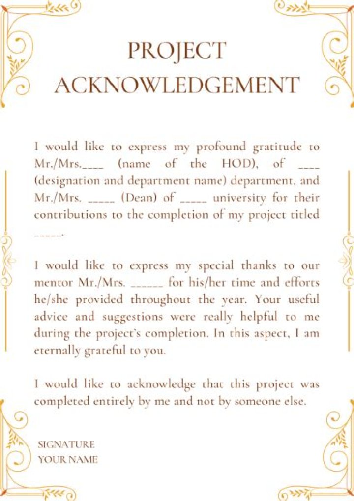 How do you write an accounting project acknowledgement?