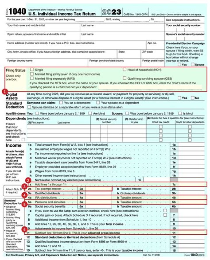 How is line 16 calculated 1040?