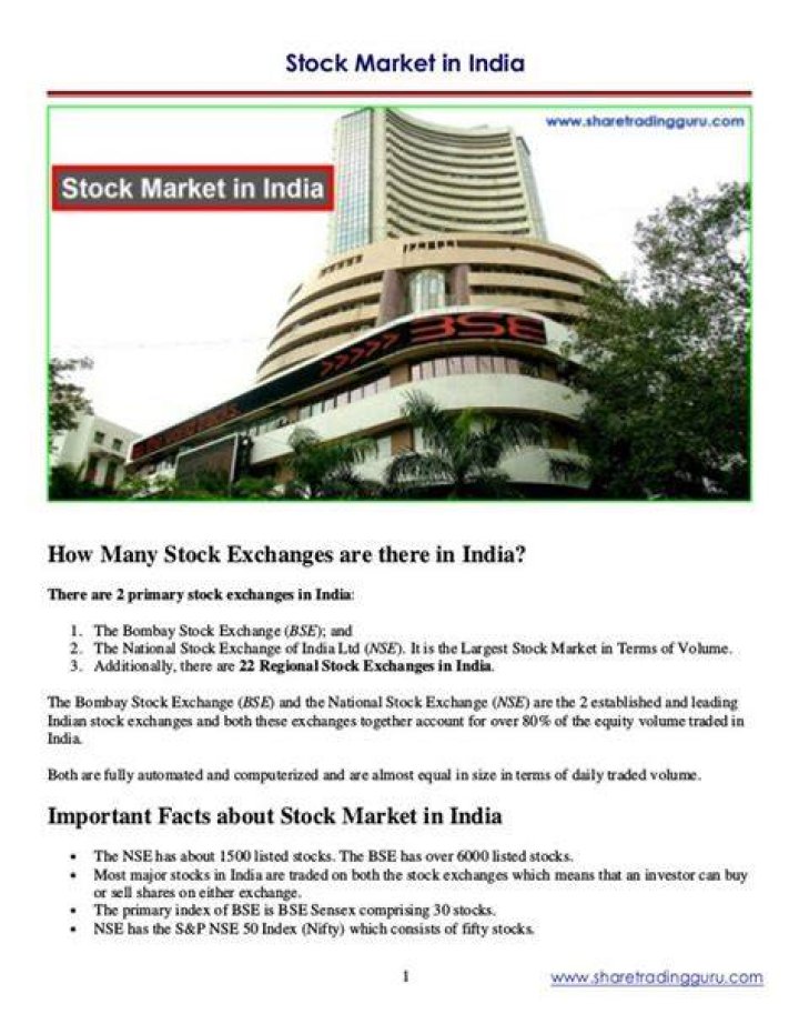 How many stock exchanges are there in India and their index?