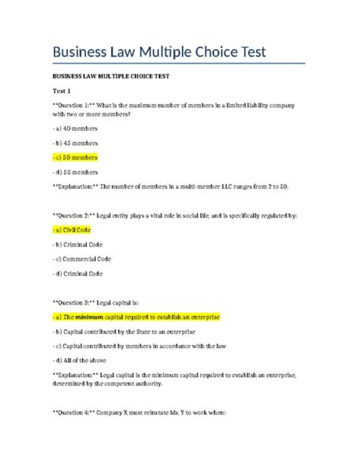 How to answer business law multiple choice questions?