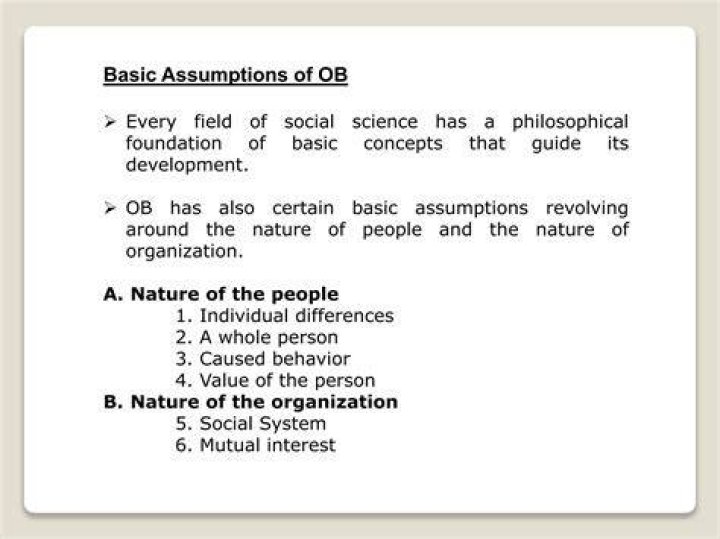 What are the basic assumptions of human behavior?