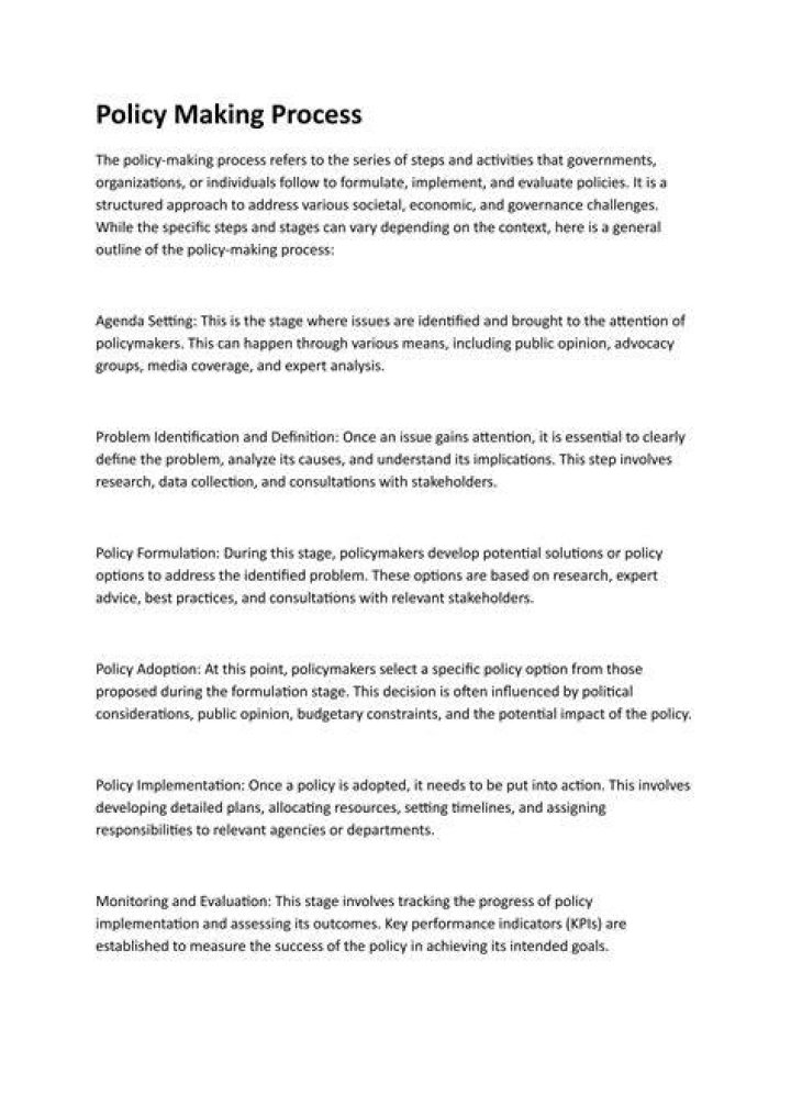 What are the five steps of policy making quizlet?