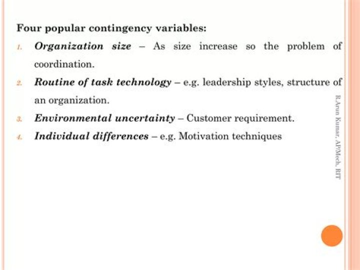 What are the four popular contingency variables?