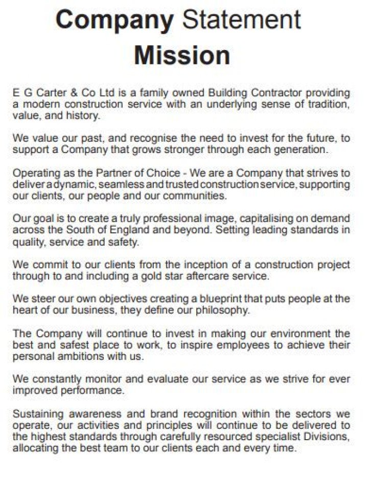 What are the mission statement of a company?