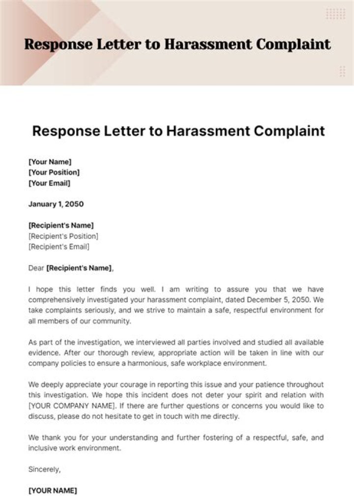 What are the three steps to take when responding to a harassment complaint?