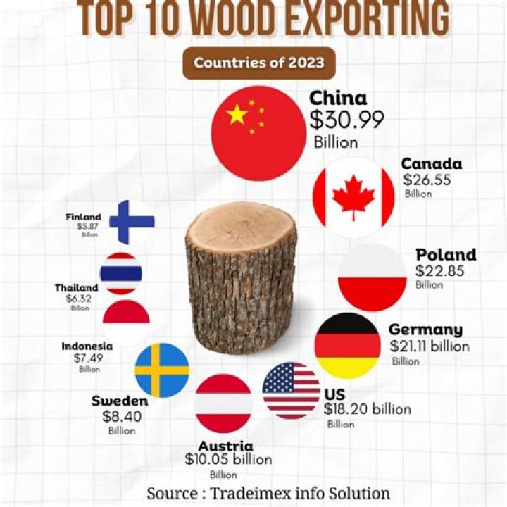 What country exports the most wood pulp and lumber?