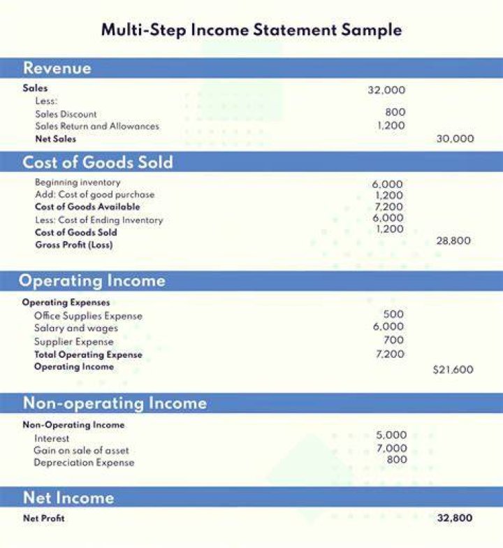 What goes on a multi-step income statement?