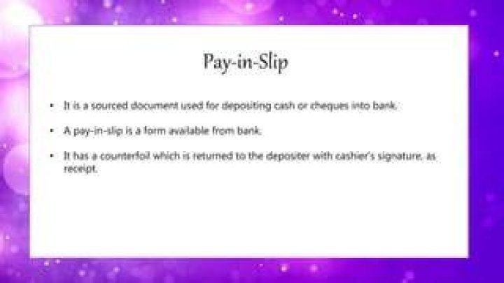 What is a paying in slip counterfoil?