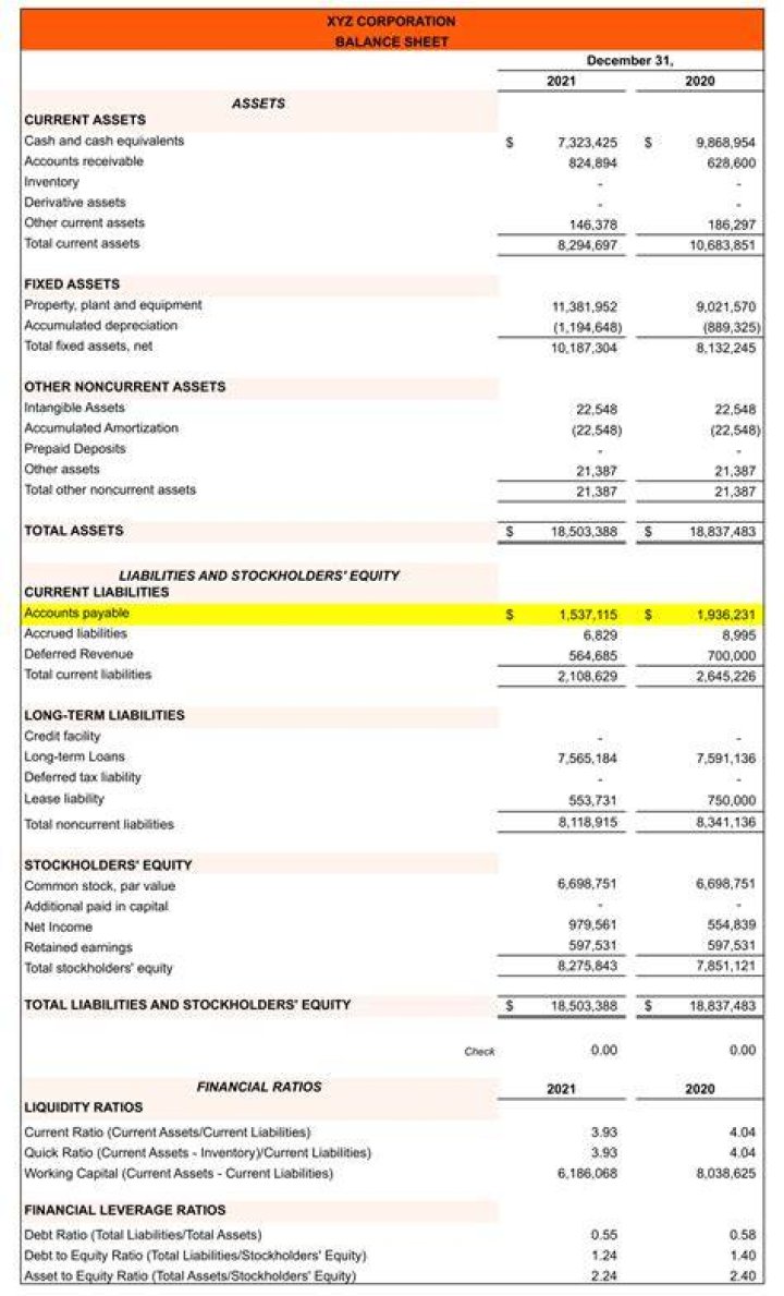 What is accounts payable on a balance sheet?