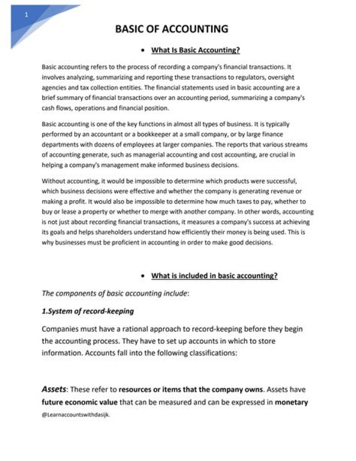 What is basic accounting?
