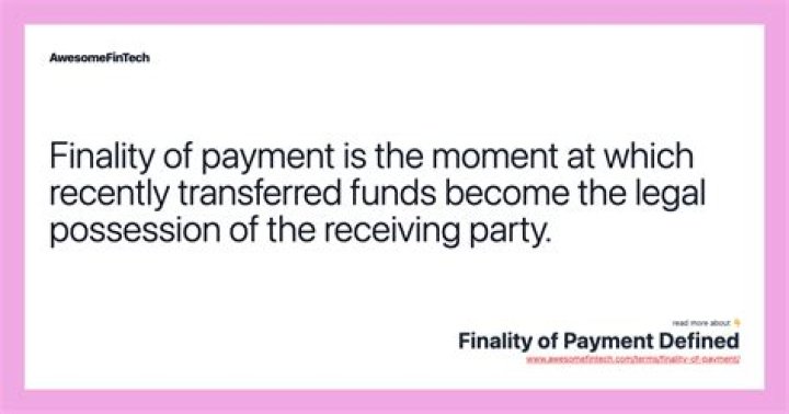 What is finality of payment?