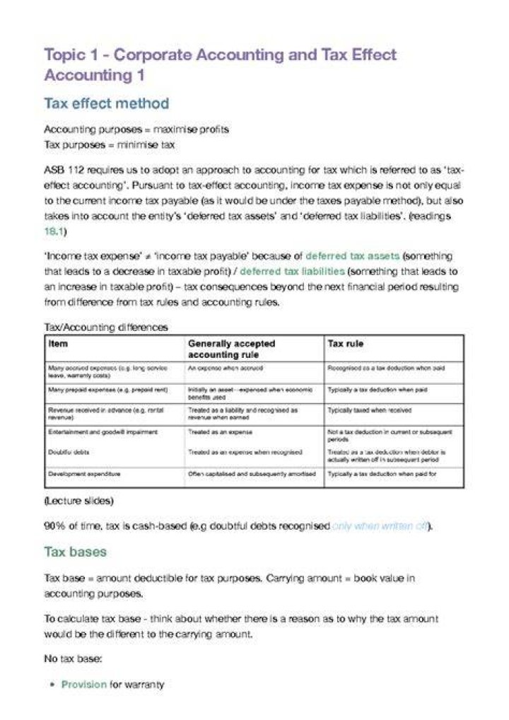 What is tax effect method of accounting?