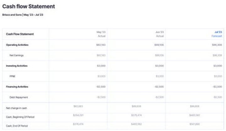What is the beginning cash balance?