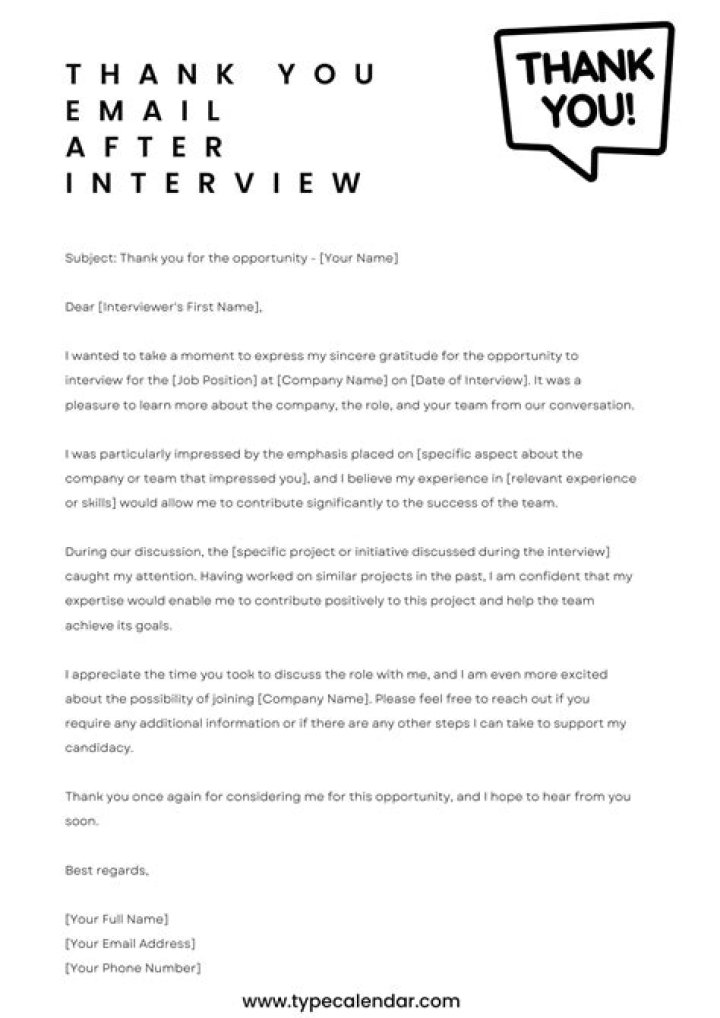 What is the best thank you letter after an interview?