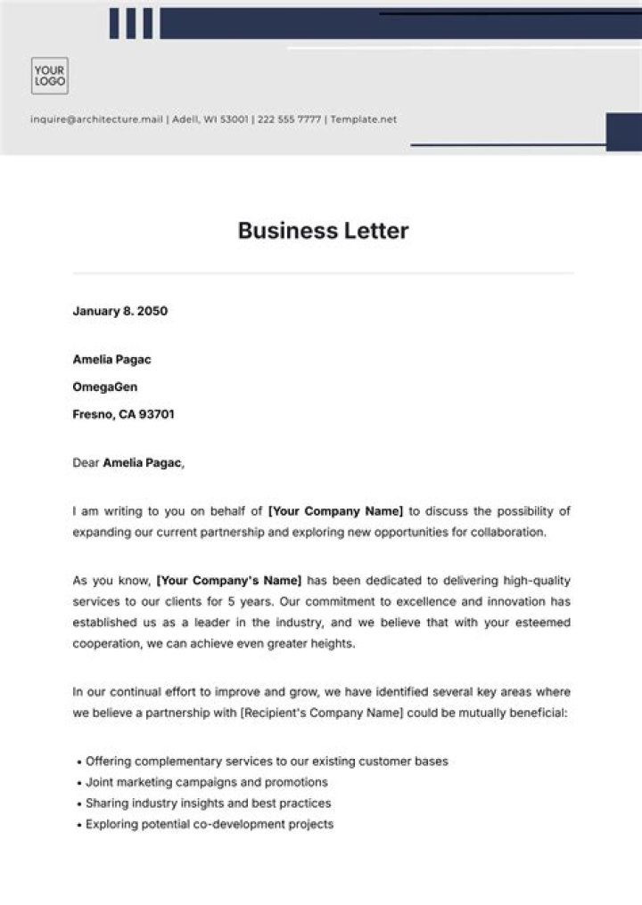 What is the best tone for a business letter?