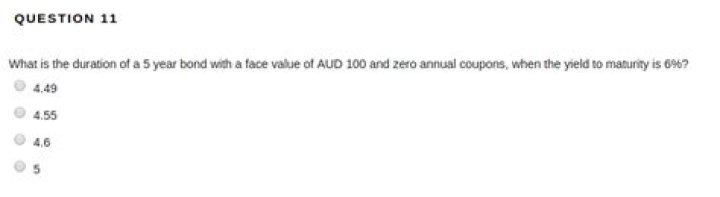 What is the duration of a 5 year bond?