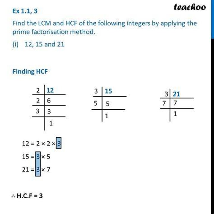What is the HCF of 12 15 and 45?