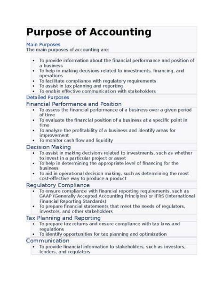 What is the main purpose of accounting?
