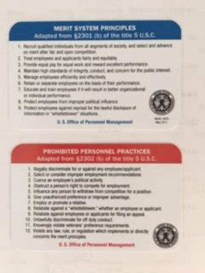 What is the primary difference between prohibited personnel practices and a merit system principles?