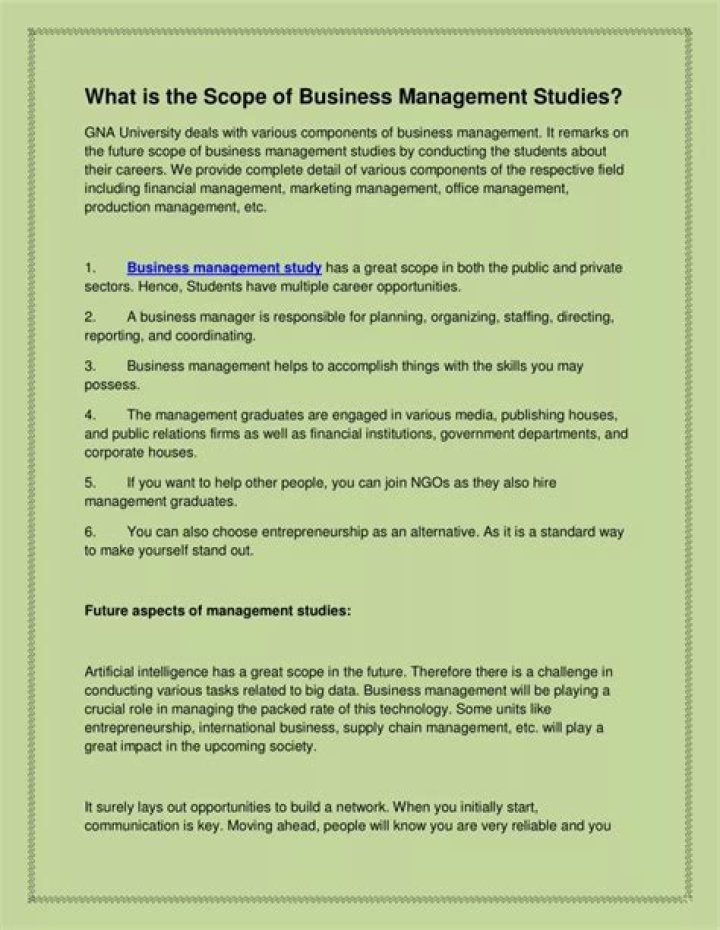 What is the scope of business management?