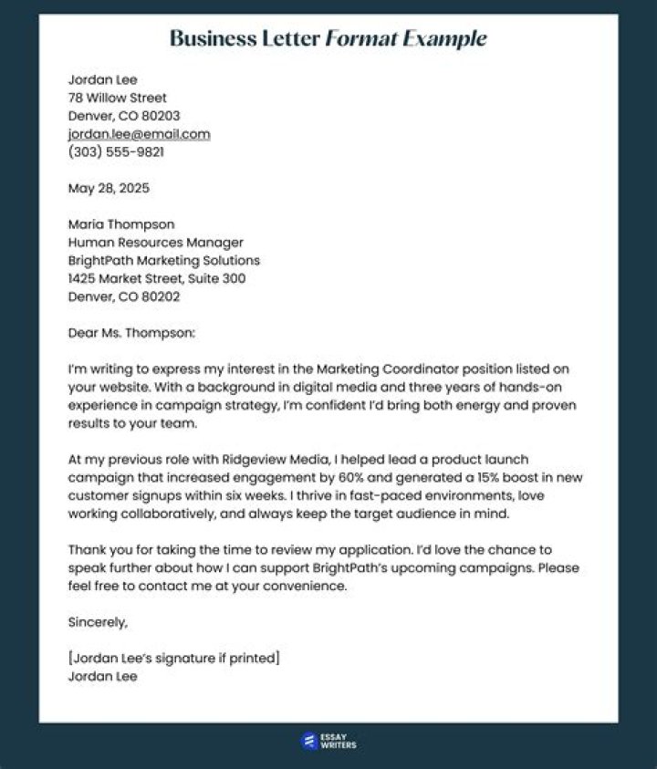 What is the standard business letter format?