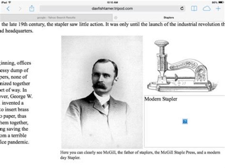 When was the first stapler invented?