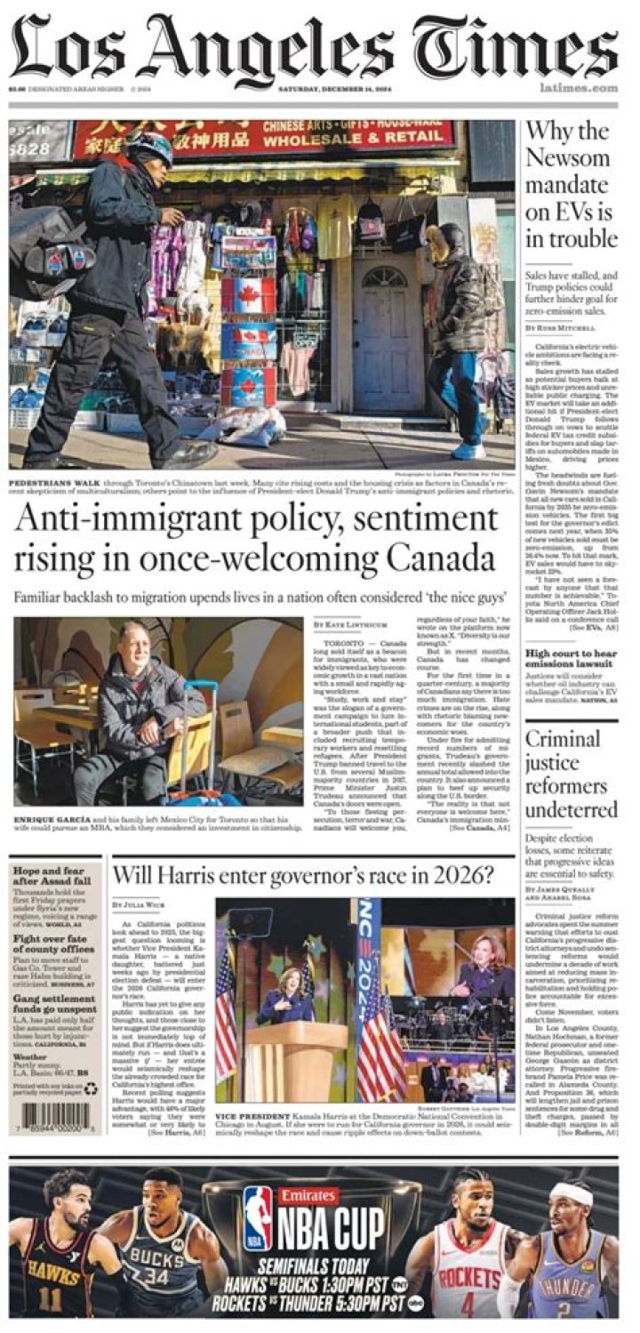 When was the Los Angeles Times published?
