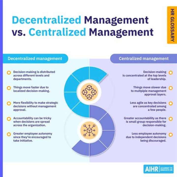 Which is better a centralized or a decentralized form of organization Why?