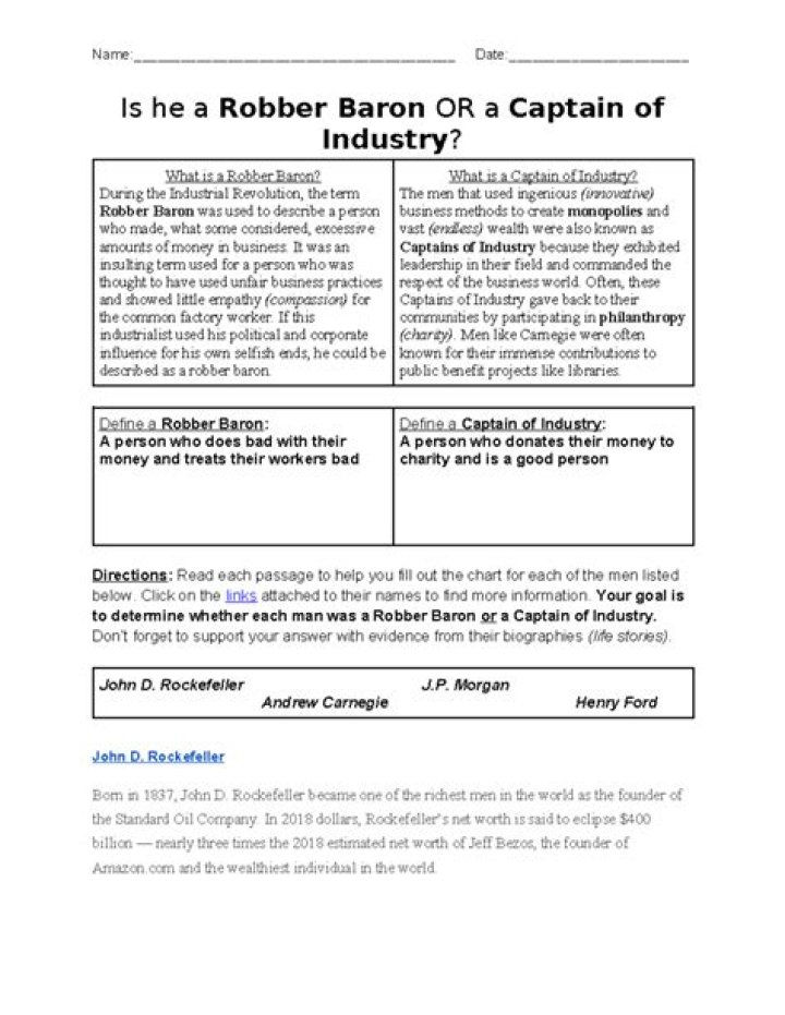 Who was considered a captain of industry or robber baron?